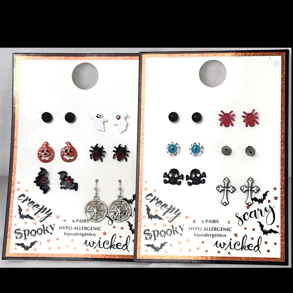 NWT 12 Pair Halloween Earrings Hypoallergenic